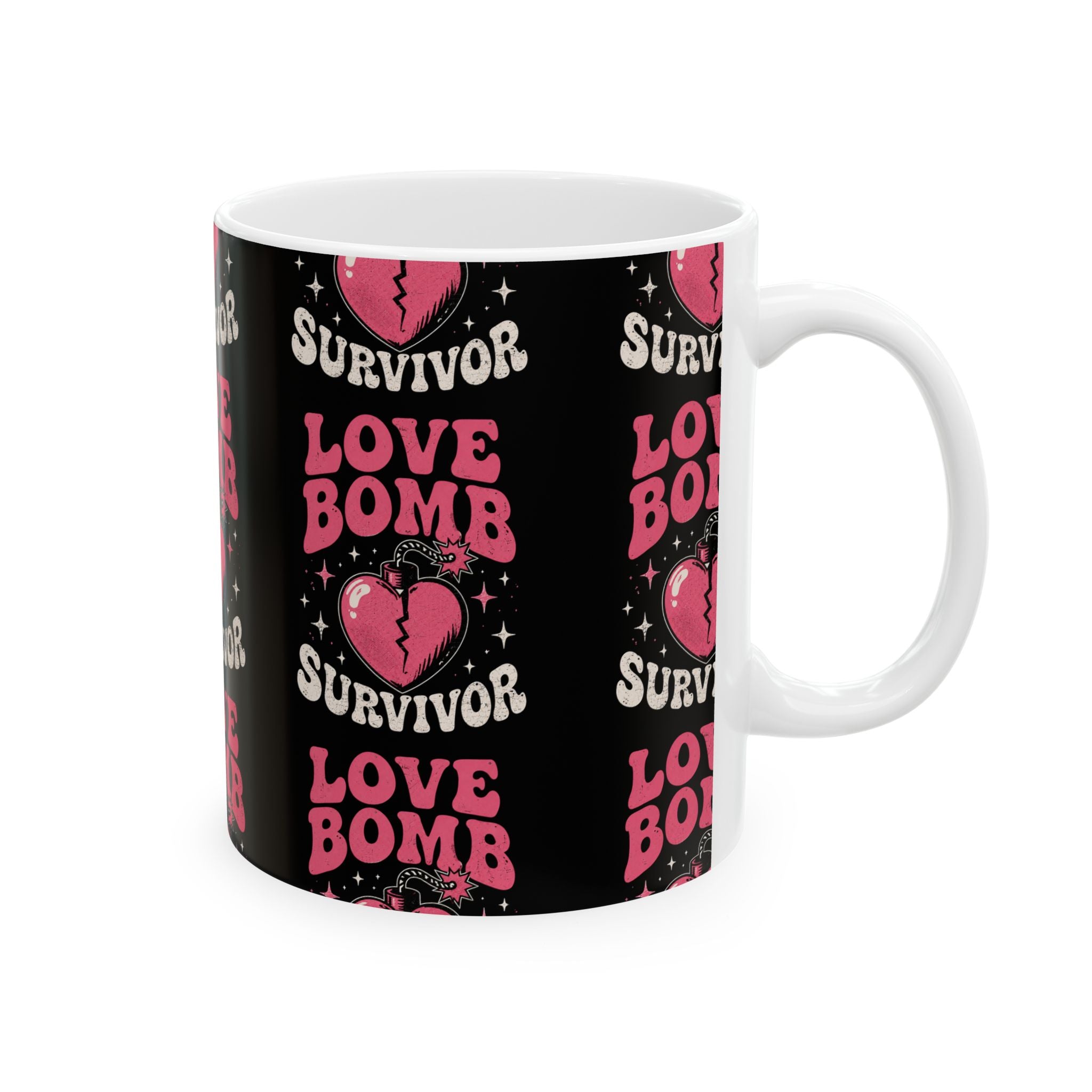 Love Bomb Survivor Coffee Mug – Savage Healing Gift Ceramic Mug, (11oz, 15oz)